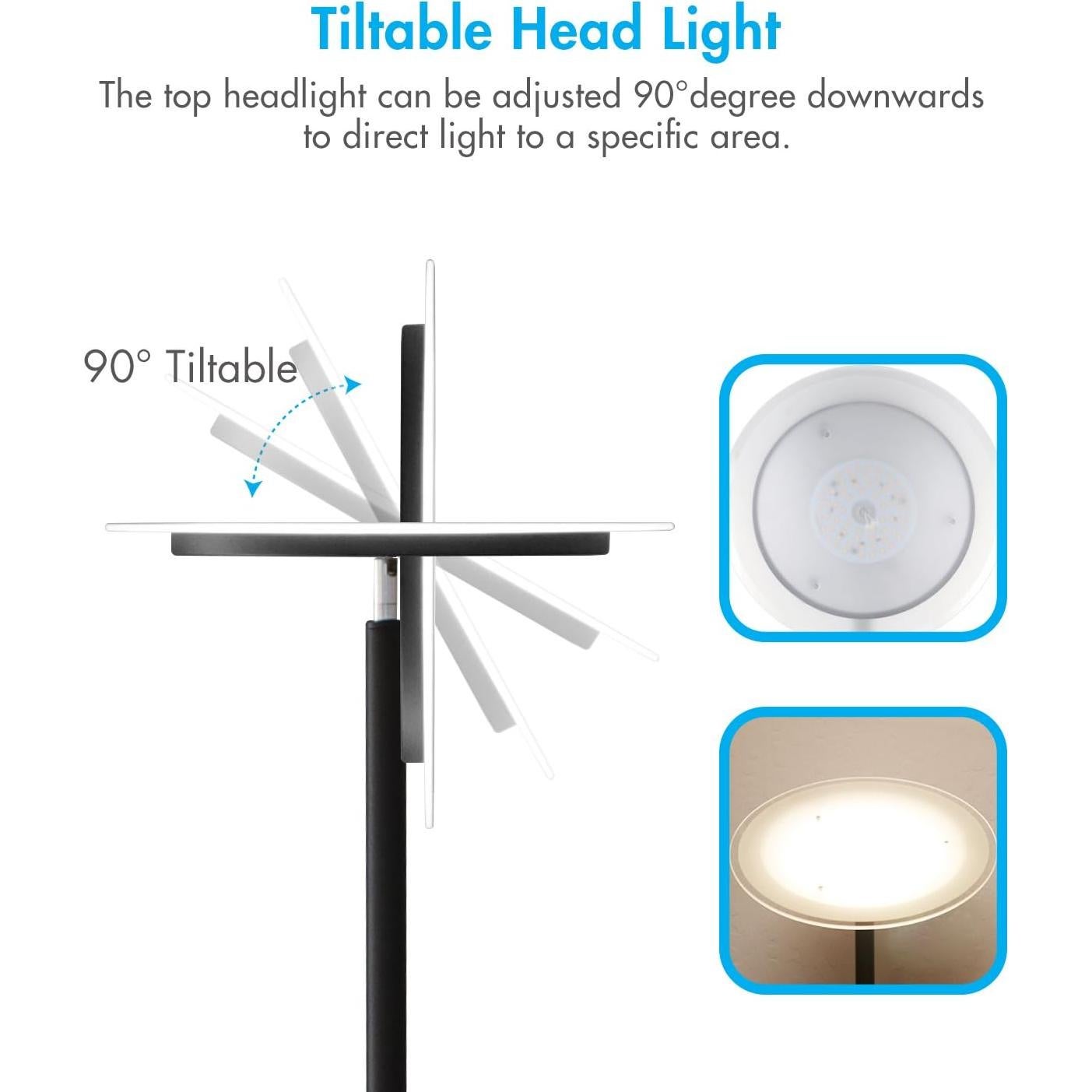 Lámpara de Pie LED Tenergy Torchiere 3000L 30W Control Remoto