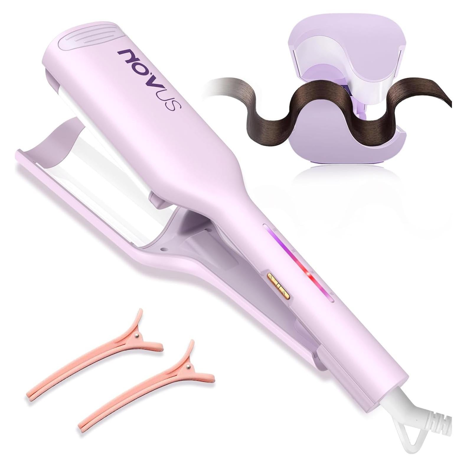 Plancha de Cabello Rizada NOVUS 1.25" Cerámica Iónica Púrpura