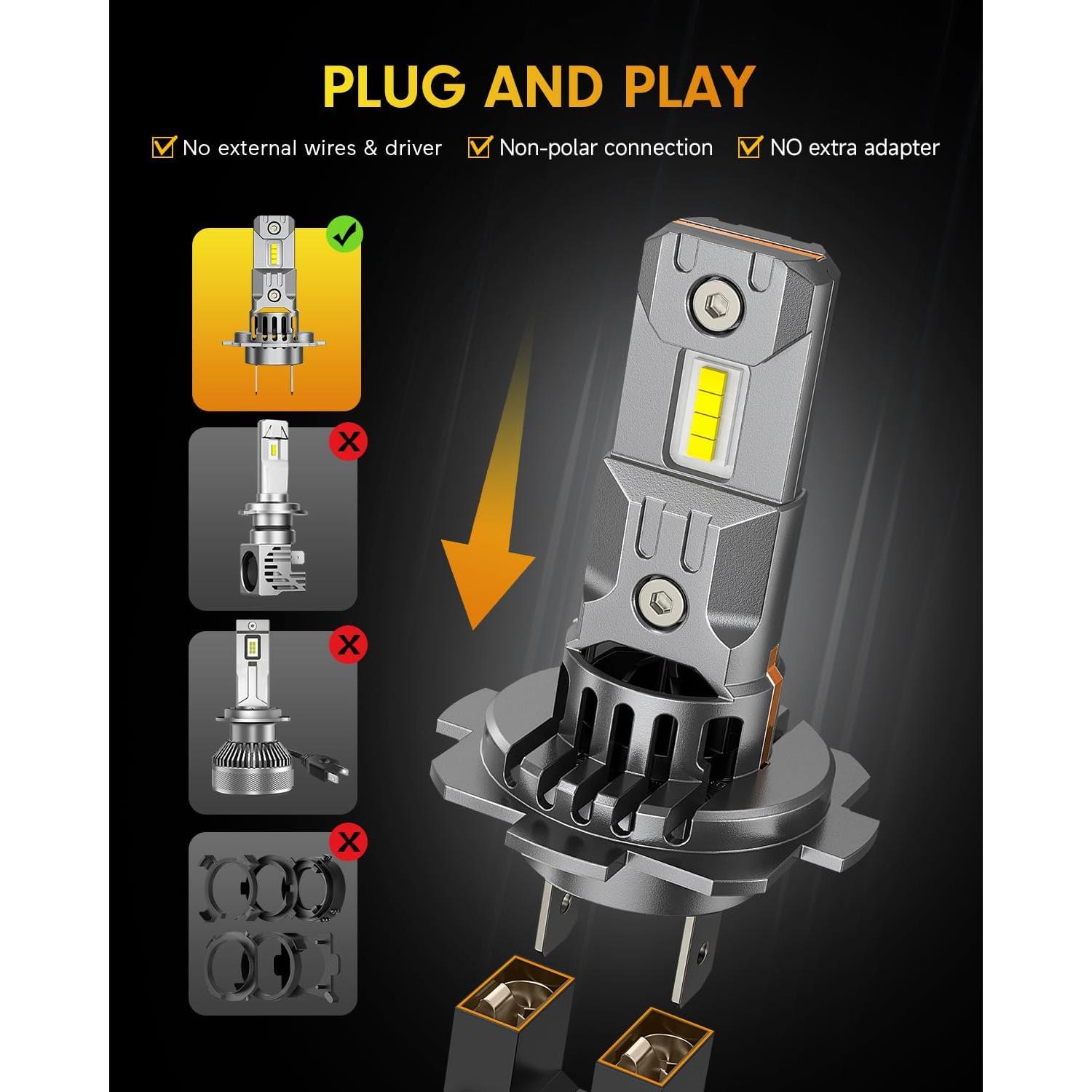 Bombillas LED H7 FAHREN 20S Ultra Brillantes 1000 Lúmenes 6500K
