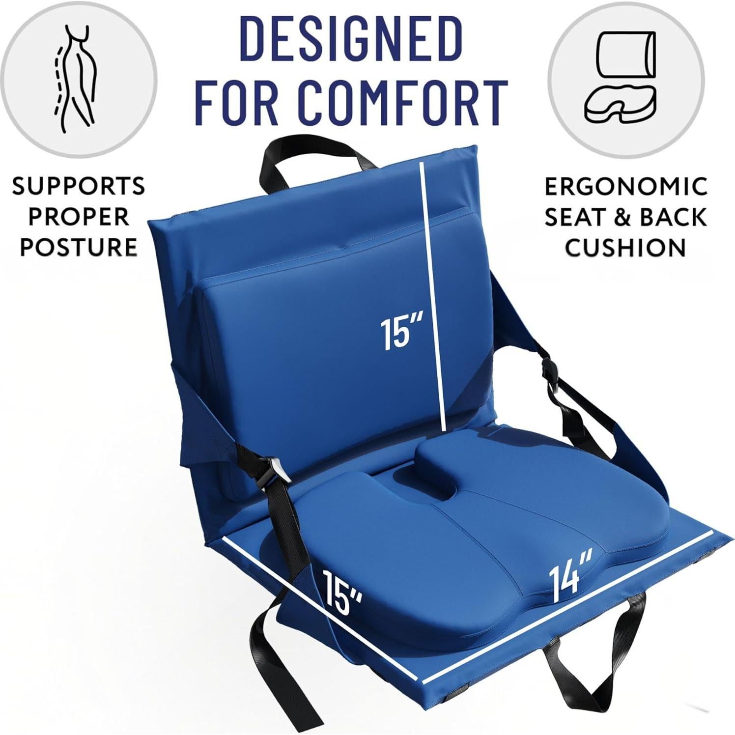 Cojín de Asiento de Estadio Everlasting Comfort Azul Portátil