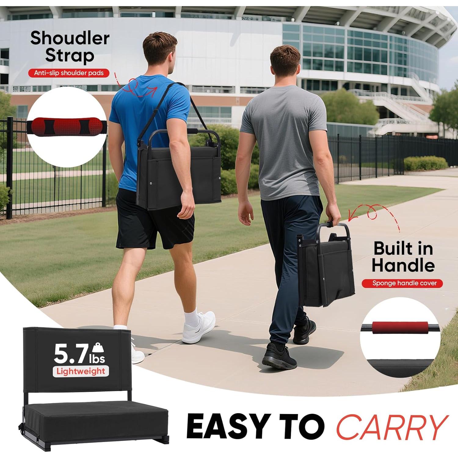 Asiento Plegable Acolchado Sekey para Estadio con Respaldo 46.7 cm