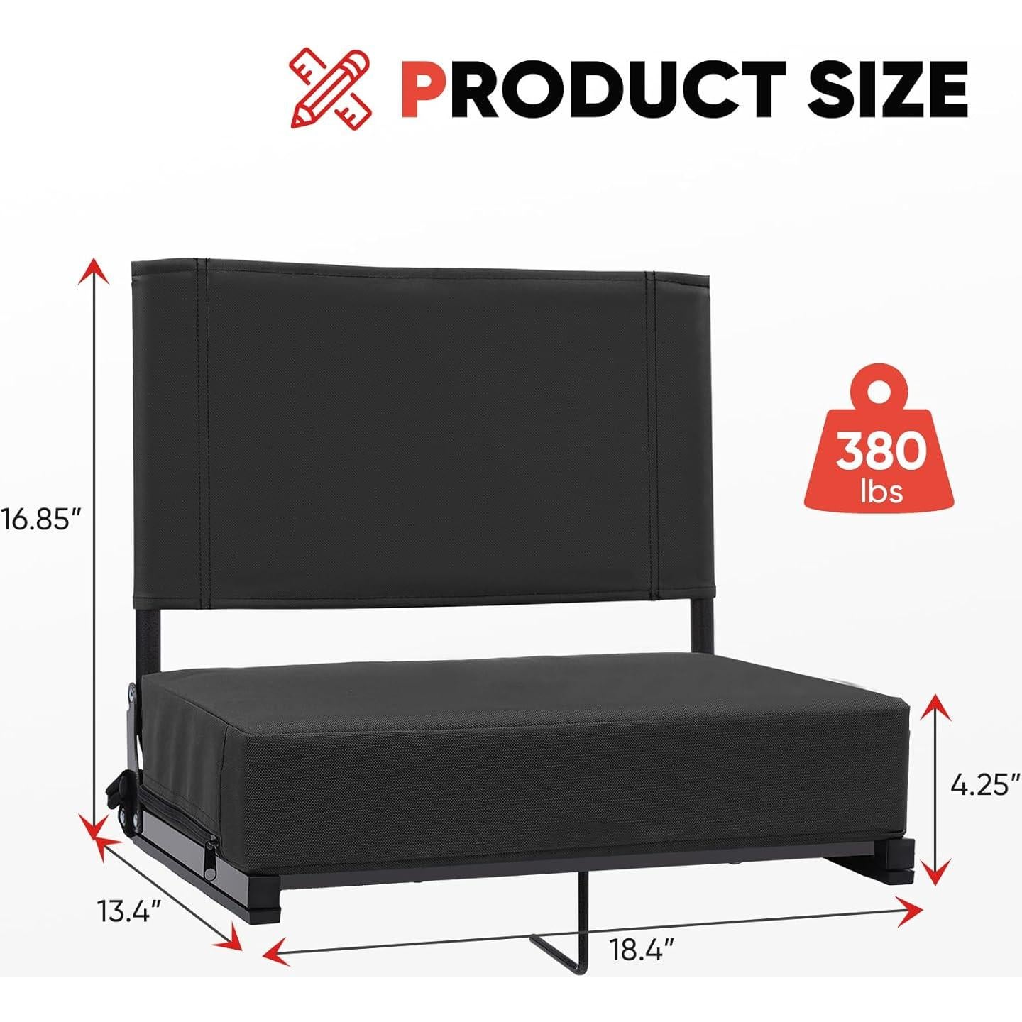 Asiento Plegable Acolchado Sekey para Estadio con Respaldo 46.7 cm