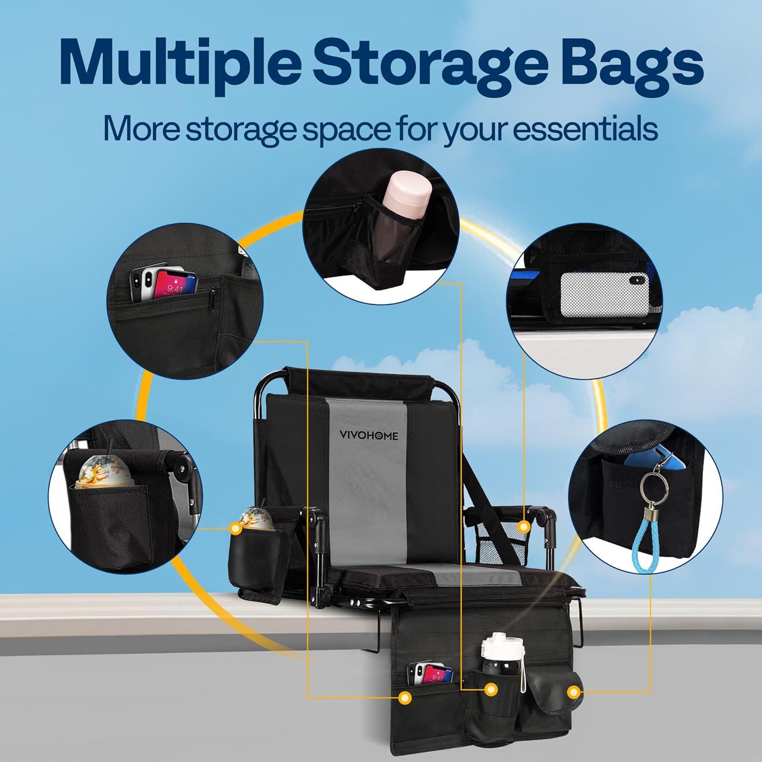 Asiento de Estadio Plegable VIVOHOME con Soporte y Cojín