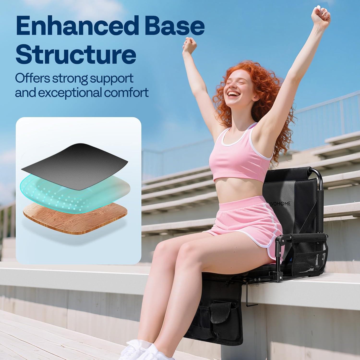 Asiento de Estadio Plegable VIVOHOME con Soporte y Cojín