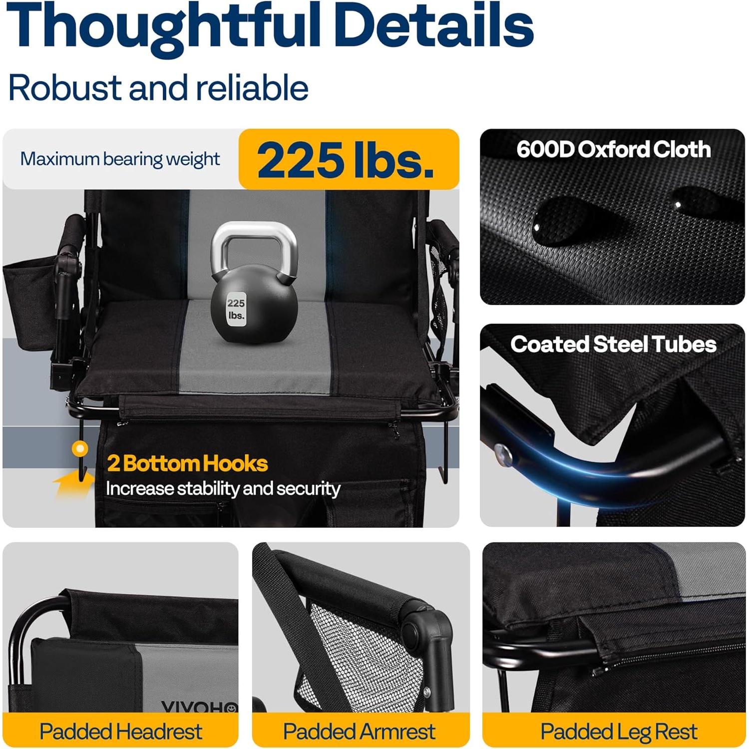 Asiento de Estadio Plegable VIVOHOME con Soporte y Cojín