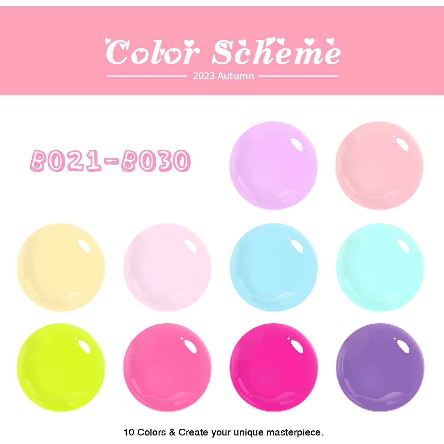 Set de Esmalte de Uñas Gel Neon Pastel Beautpal 10pcs 7ml