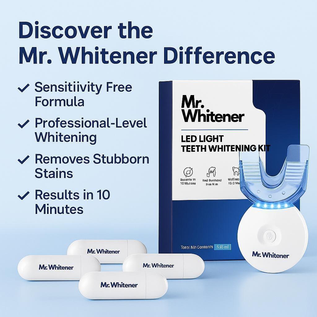 Kit de Blanqueamiento Dental LED Mr.Whitener - 8 Recargas 33.6ml