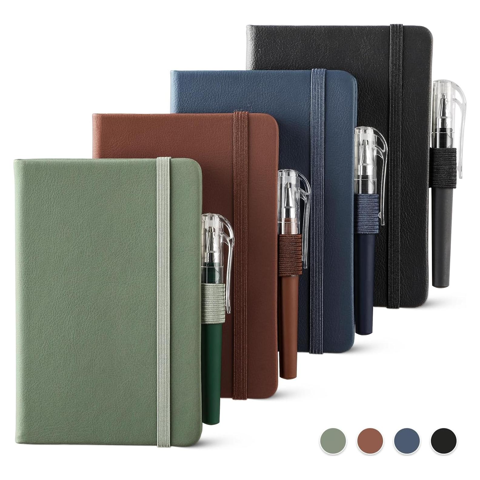 Cuadernos Pequeños NETANY A6 de Cuero - Paquete de 4, 416 Páginas