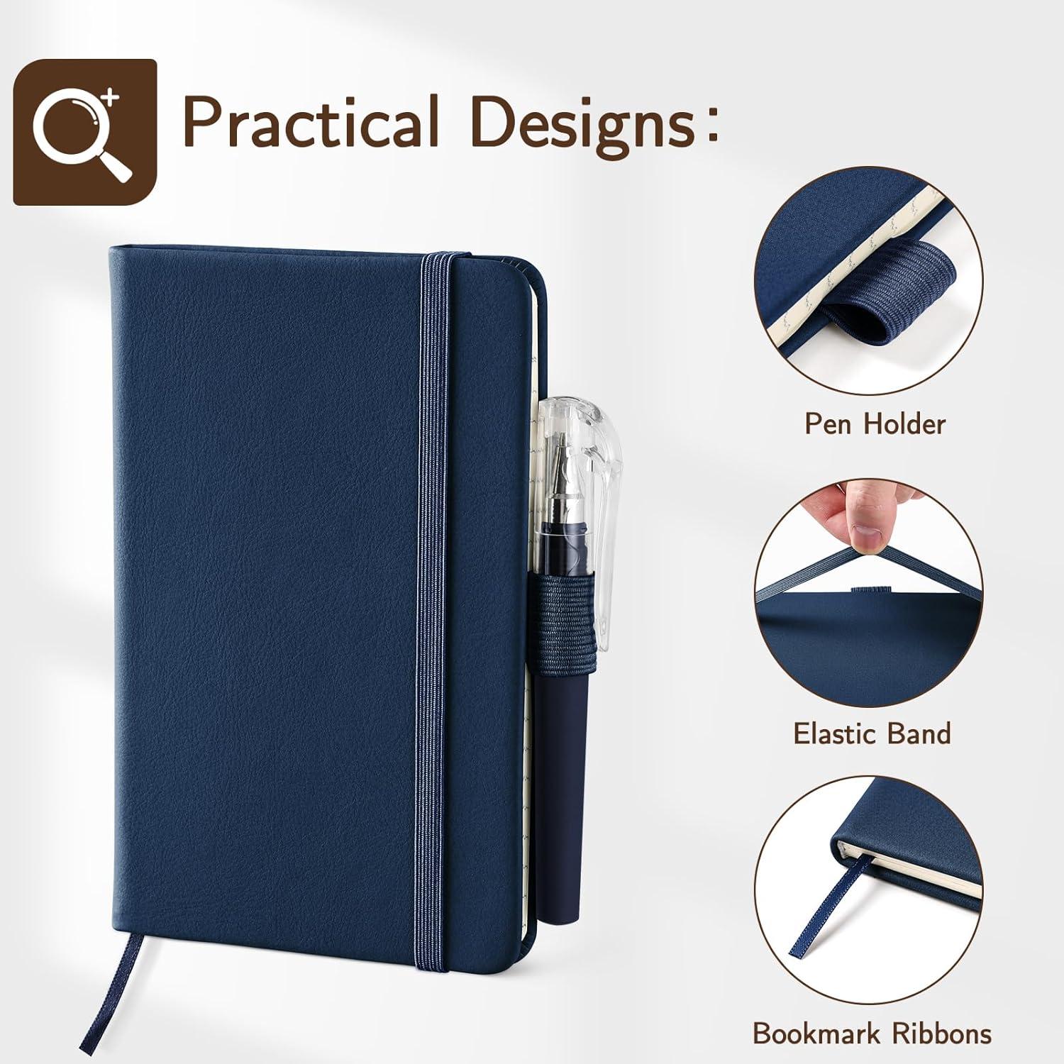 Cuadernos Pequeños NETANY A6 de Cuero - Paquete de 4, 416 Páginas