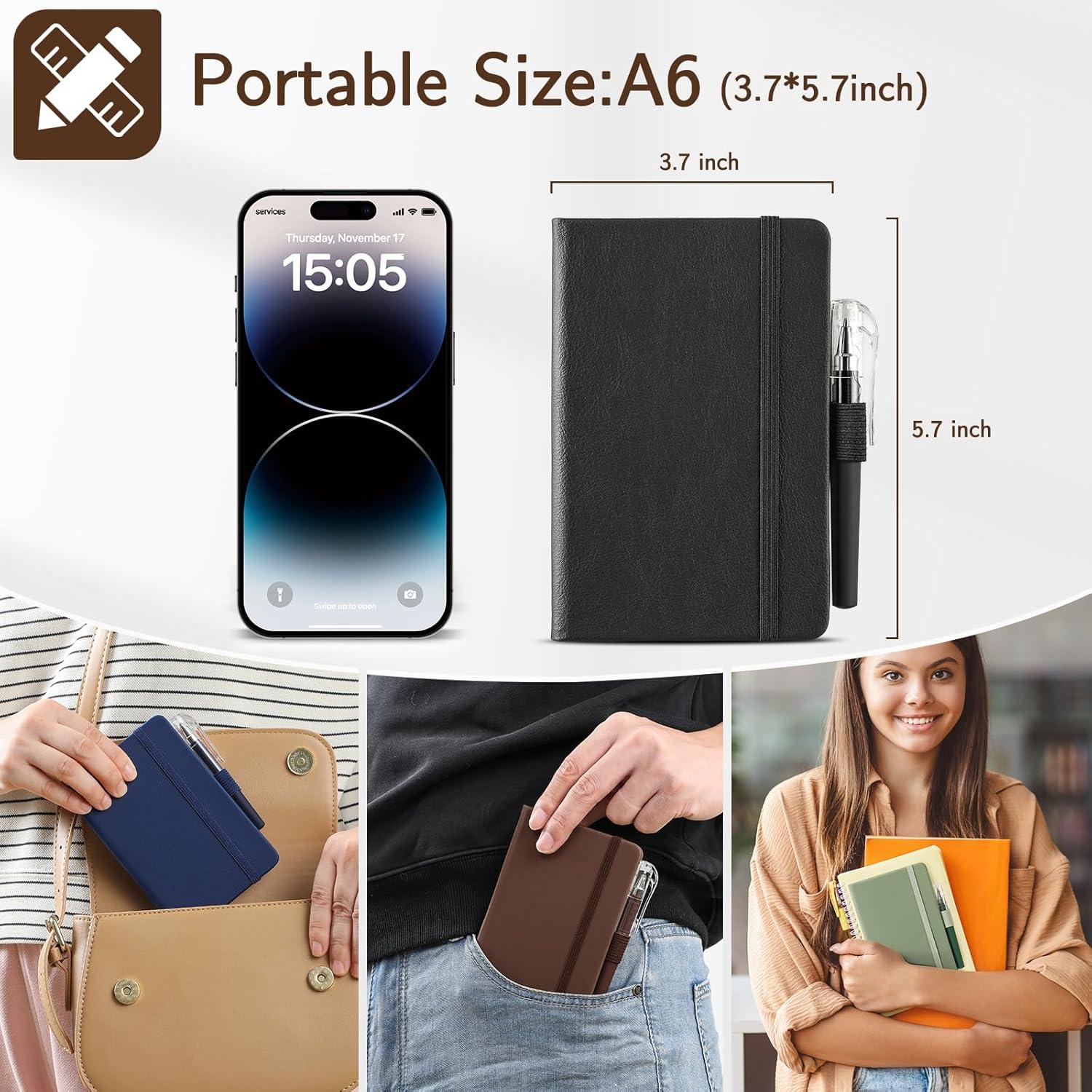 Cuadernos Pequeños NETANY A6 de Cuero - Paquete de 4, 416 Páginas