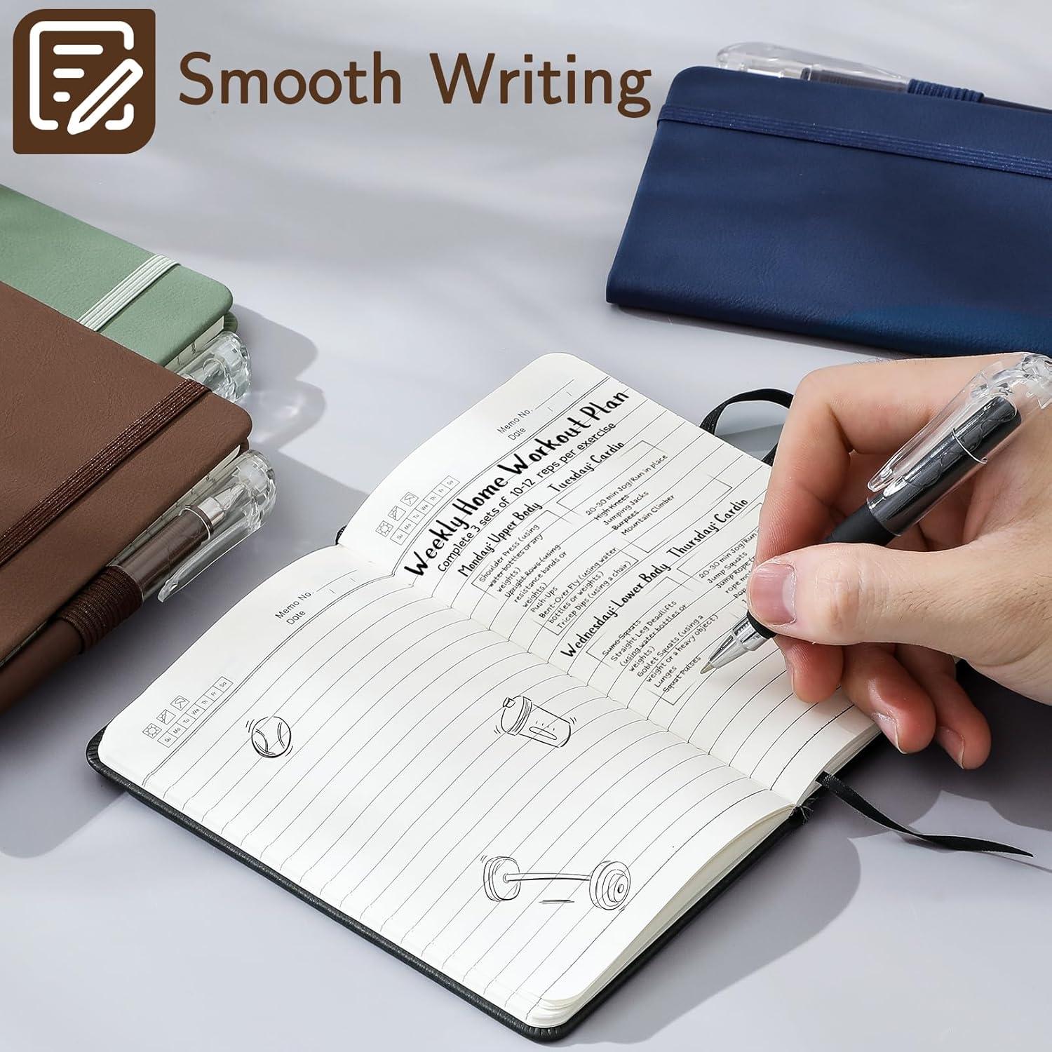 Cuadernos Pequeños NETANY A6 de Cuero - Paquete de 4, 416 Páginas