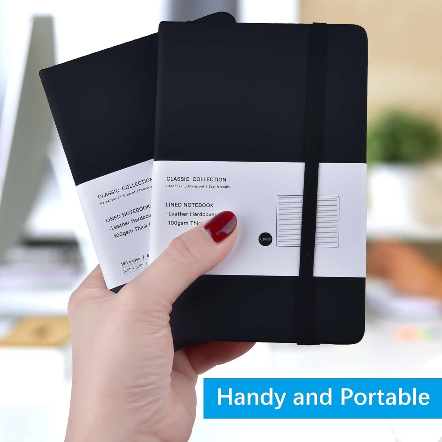 Cuadernos de Bolsillo Coopay 4 Paquete Tapa Dura Negro 160 Páginas