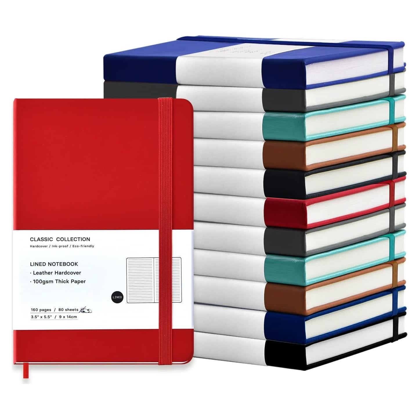 Coopay 12 Cuadernos de Bolsillo A6 Tapa Dura 160 Páginas