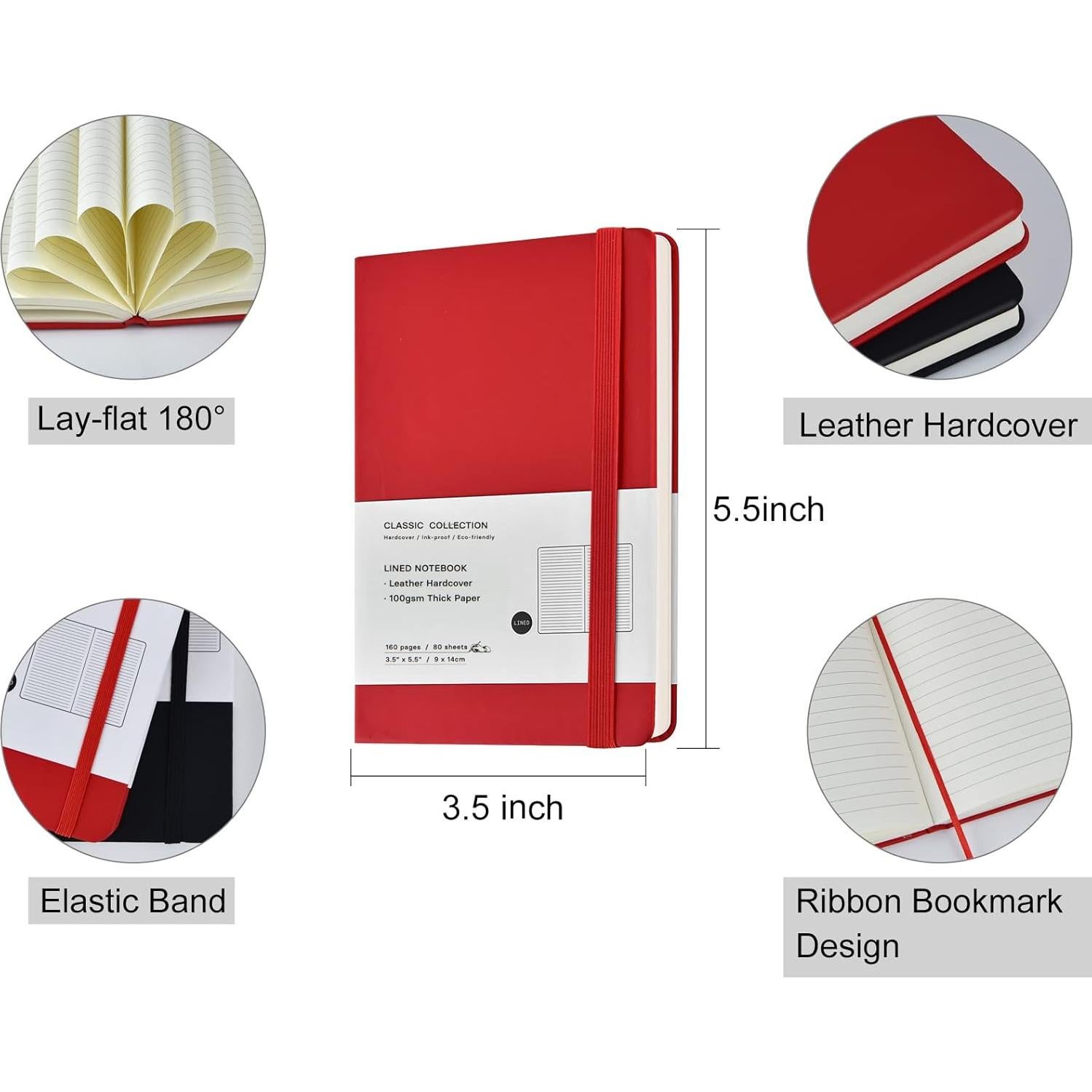 Coopay 12 Cuadernos de Bolsillo A6 Tapa Dura 160 Páginas