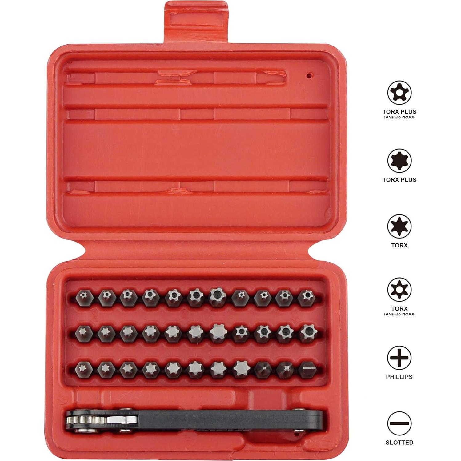 Juego de Puntas Torx KAIFNT K403 34 Piezas Llave Mini