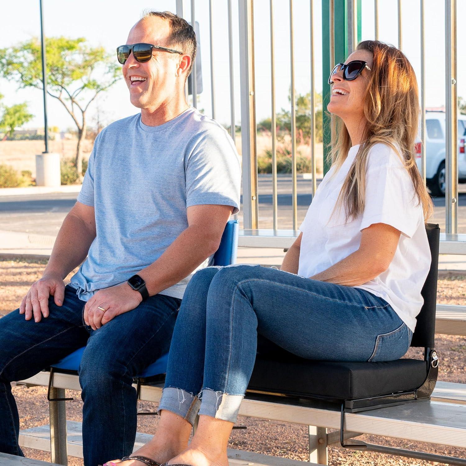 Asiento de Estadio BRAWNTIDE Negro - Cojín Extra Grueso, Soporte Espalda