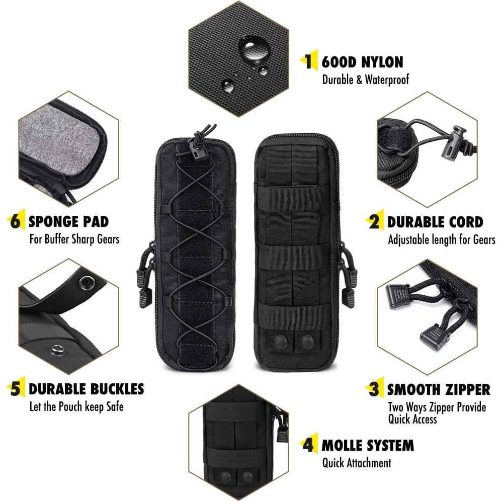 Funda Táctica WYNEX Nylon 600D para Linterna y Cuchillo - Grande