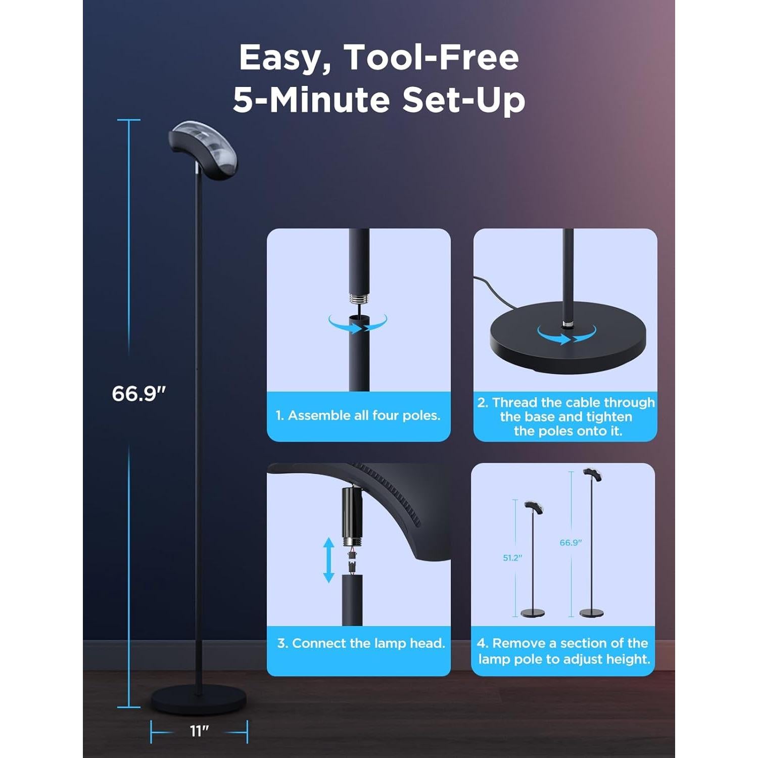 Lámpara de Pie Govee H60B1 RGBIC 170 cm, Control Alexa