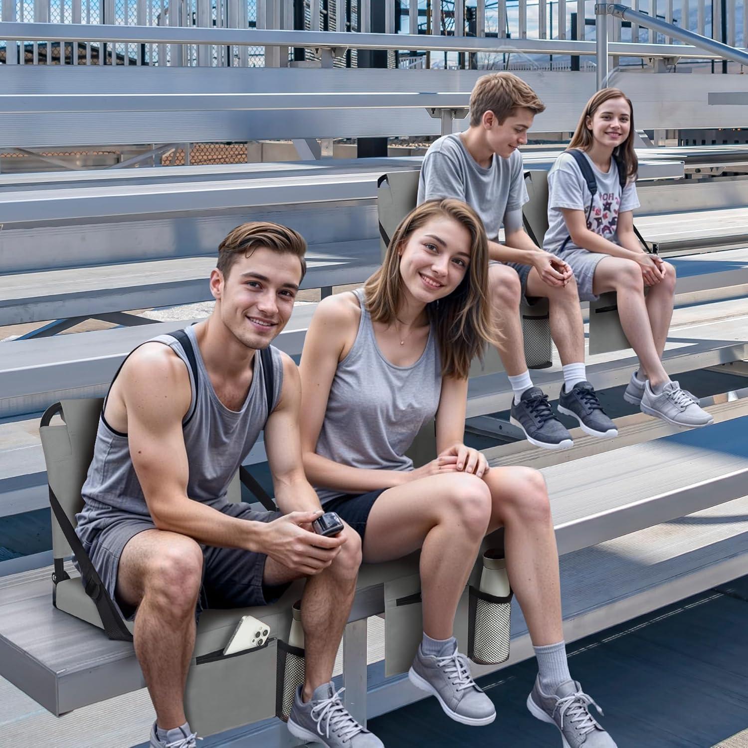 Asiento de Estadio Besunbar con Respaldo y Cojín - Gris