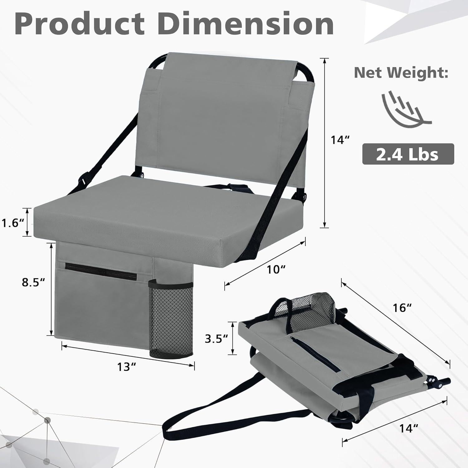 Asiento de Estadio Besunbar con Respaldo y Cojín - Gris