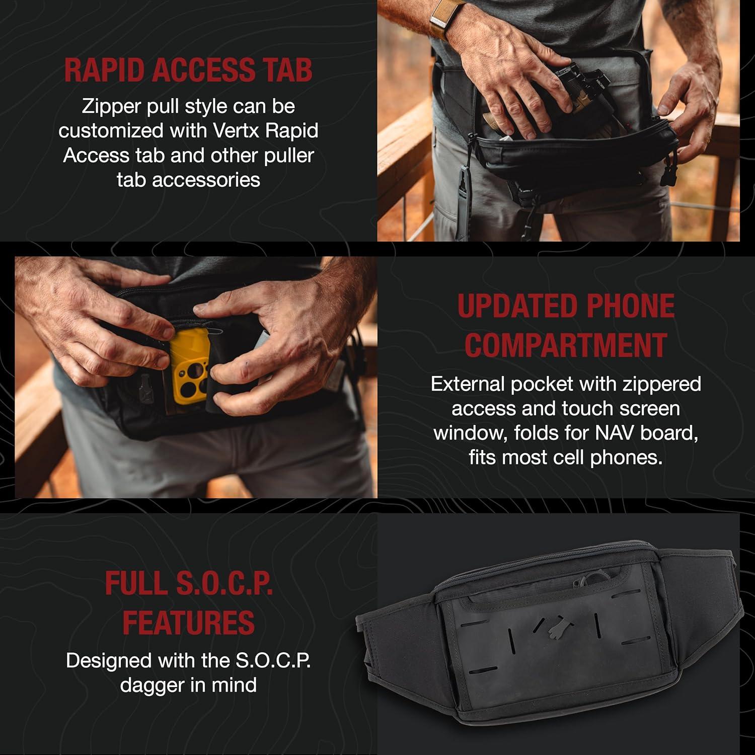 Mochila Táctica Vertx S.O.C.P. Unisex, Transporte Oculto, Negro