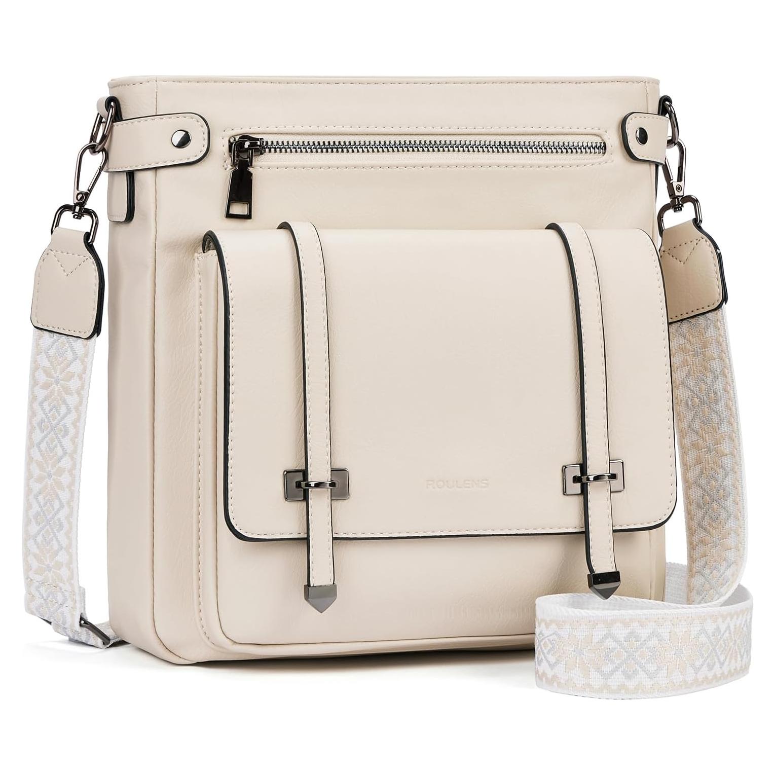 Bolso Cruzado Roulens de Cuero Vegano Albaricoque 27.9x11.9cm