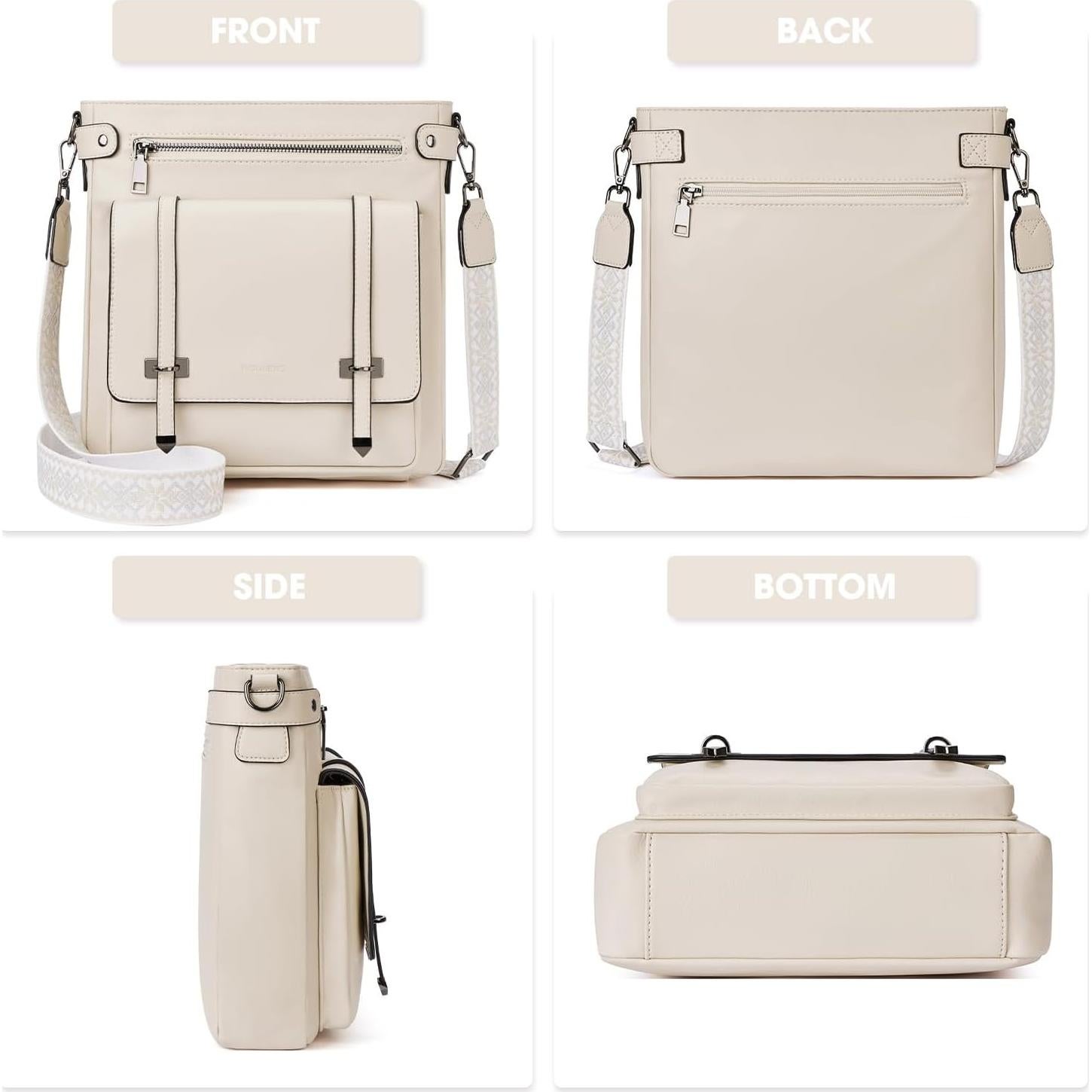 Bolso Cruzado Roulens de Cuero Vegano Albaricoque 27.9x11.9cm