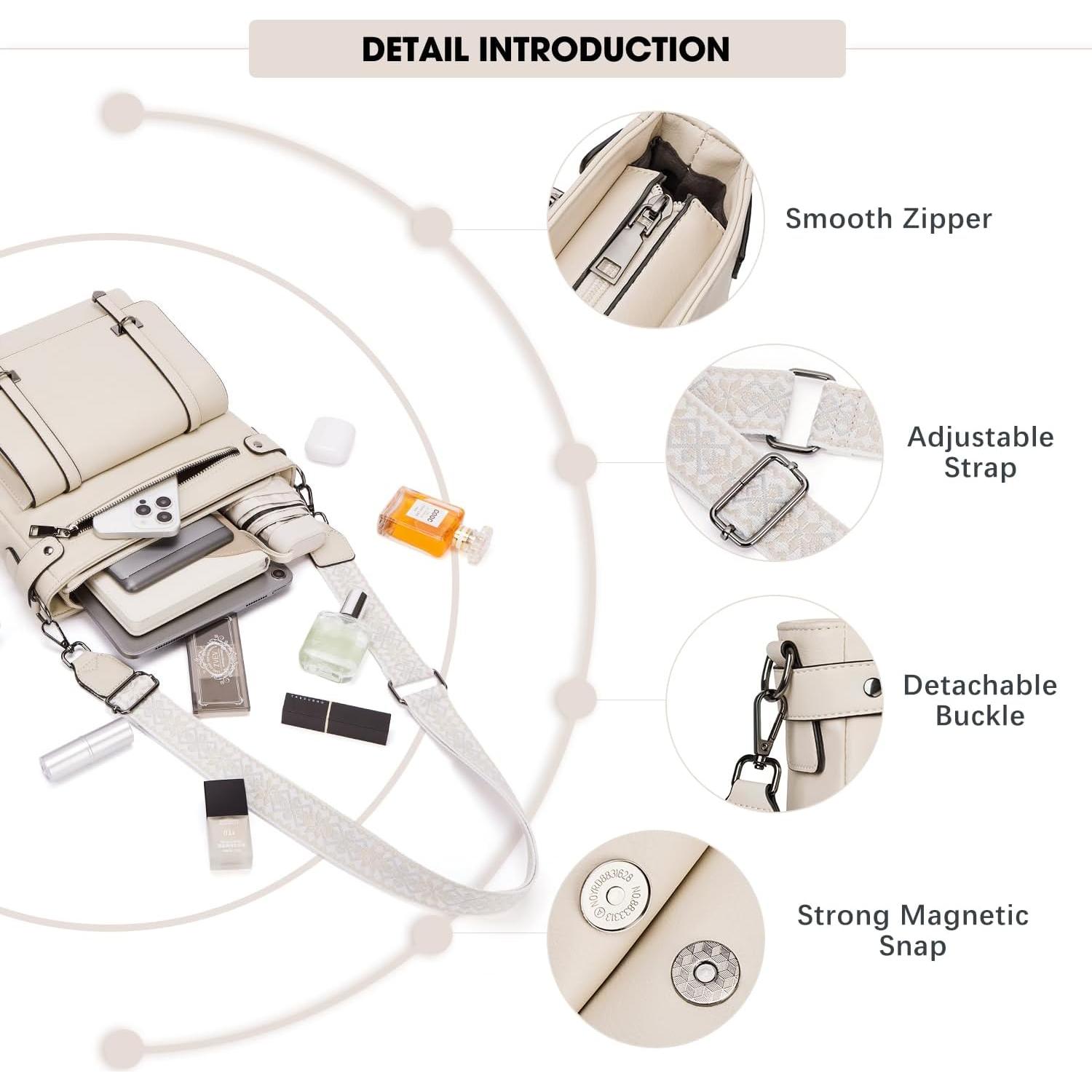 Bolso Cruzado Roulens de Cuero Vegano Albaricoque 27.9x11.9cm
