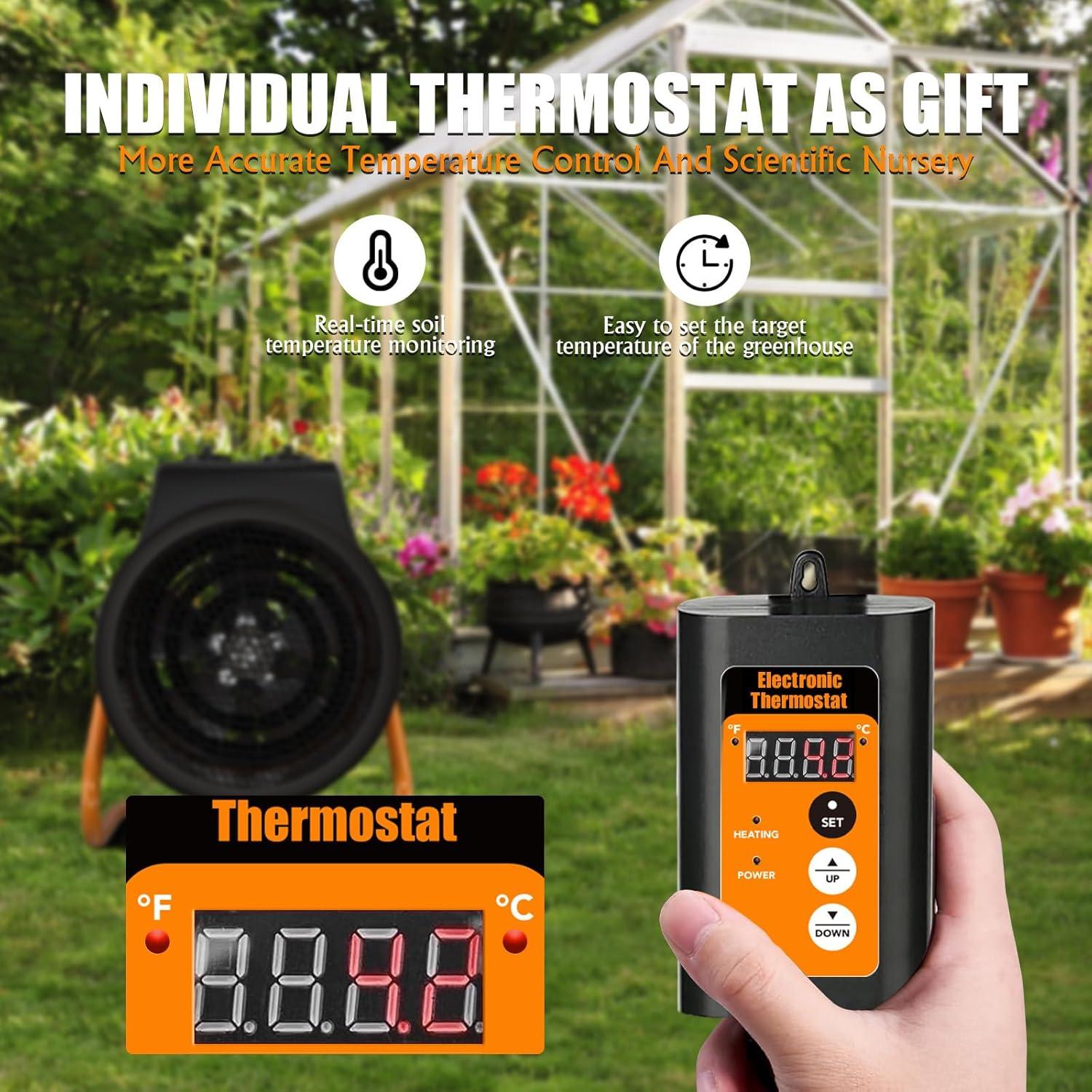 Calentador de Invernadero Gardtech 1500W con Termostato Digital