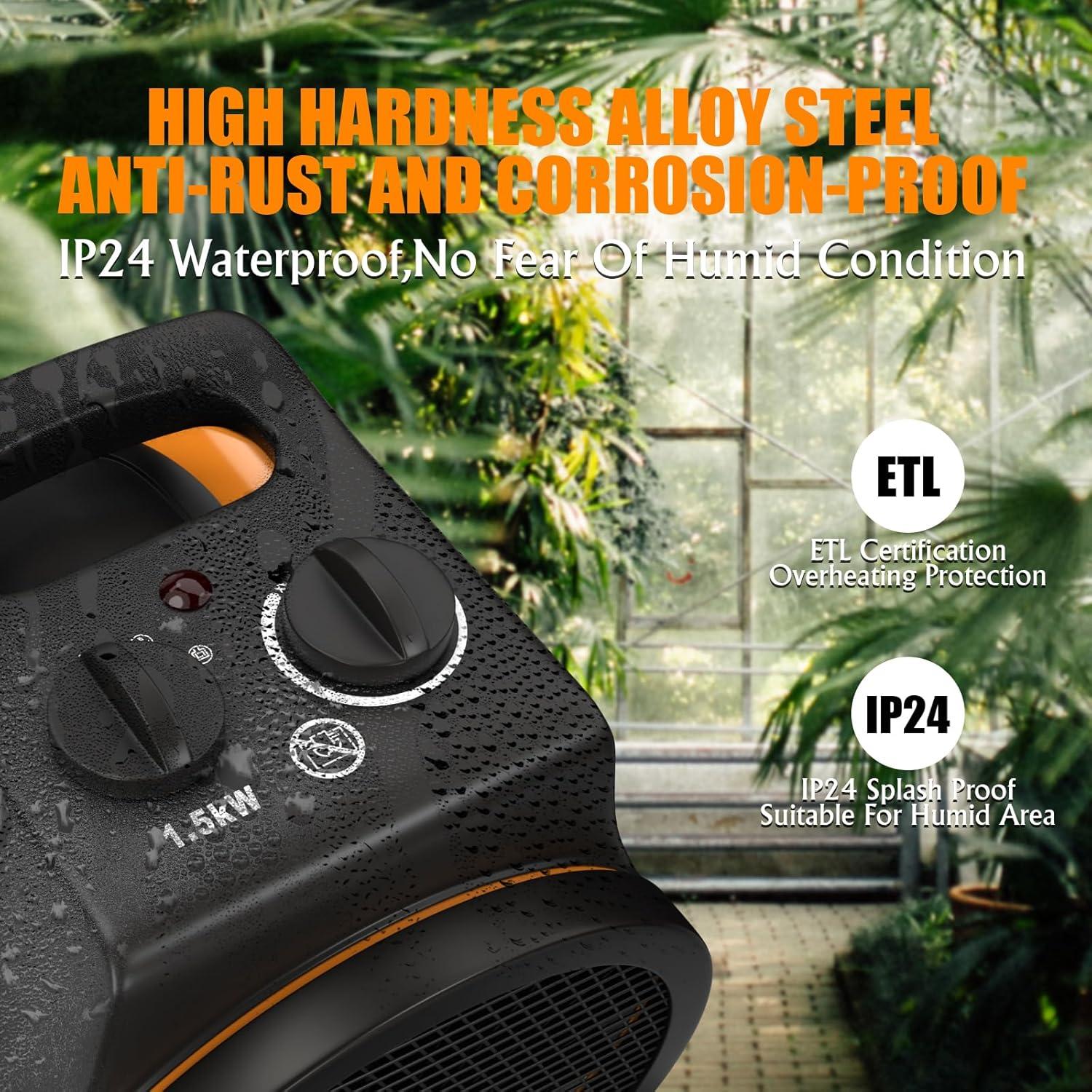 Calentador de Invernadero Gardtech 1500W con Termostato Digital