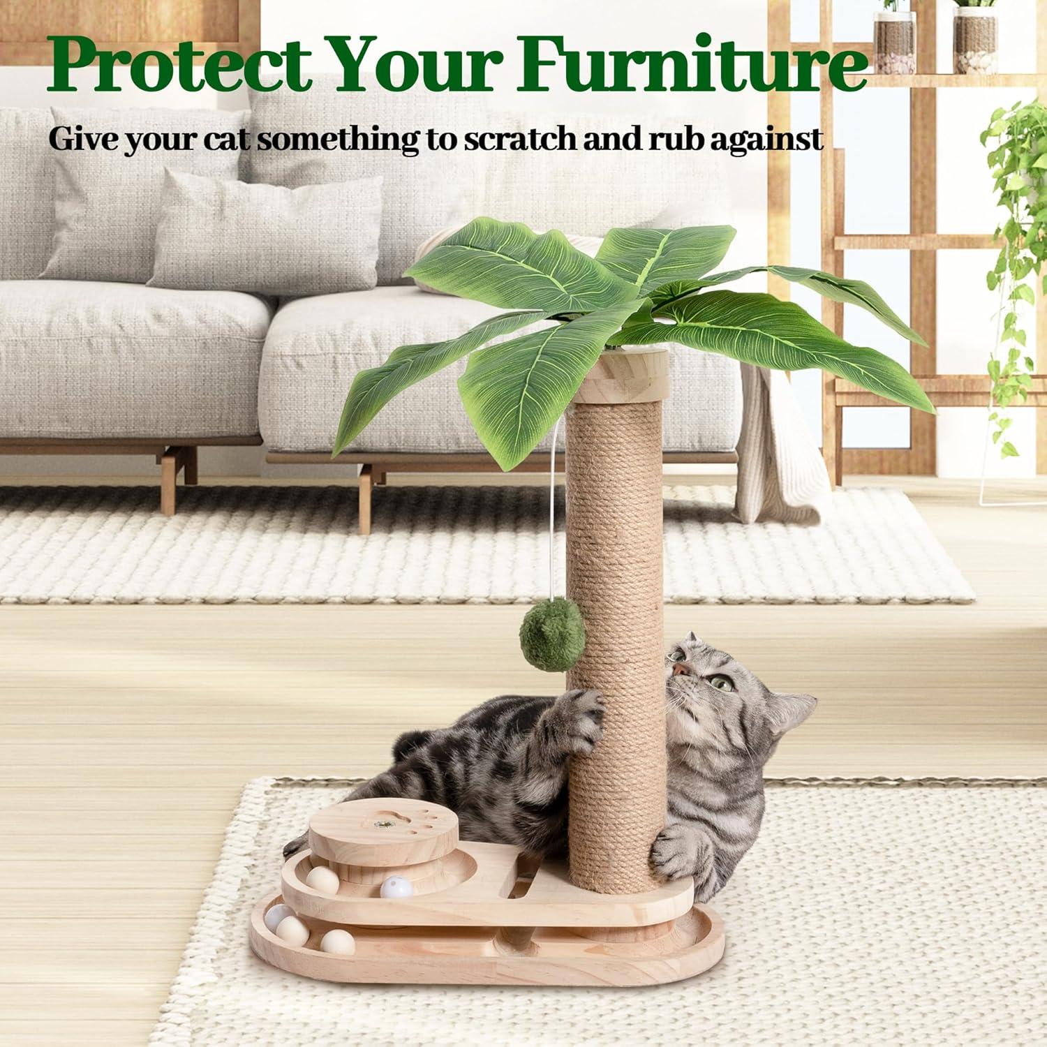 Poste Rascador para Gatos Meowoou 44.96 cm con Juguete Interactivo