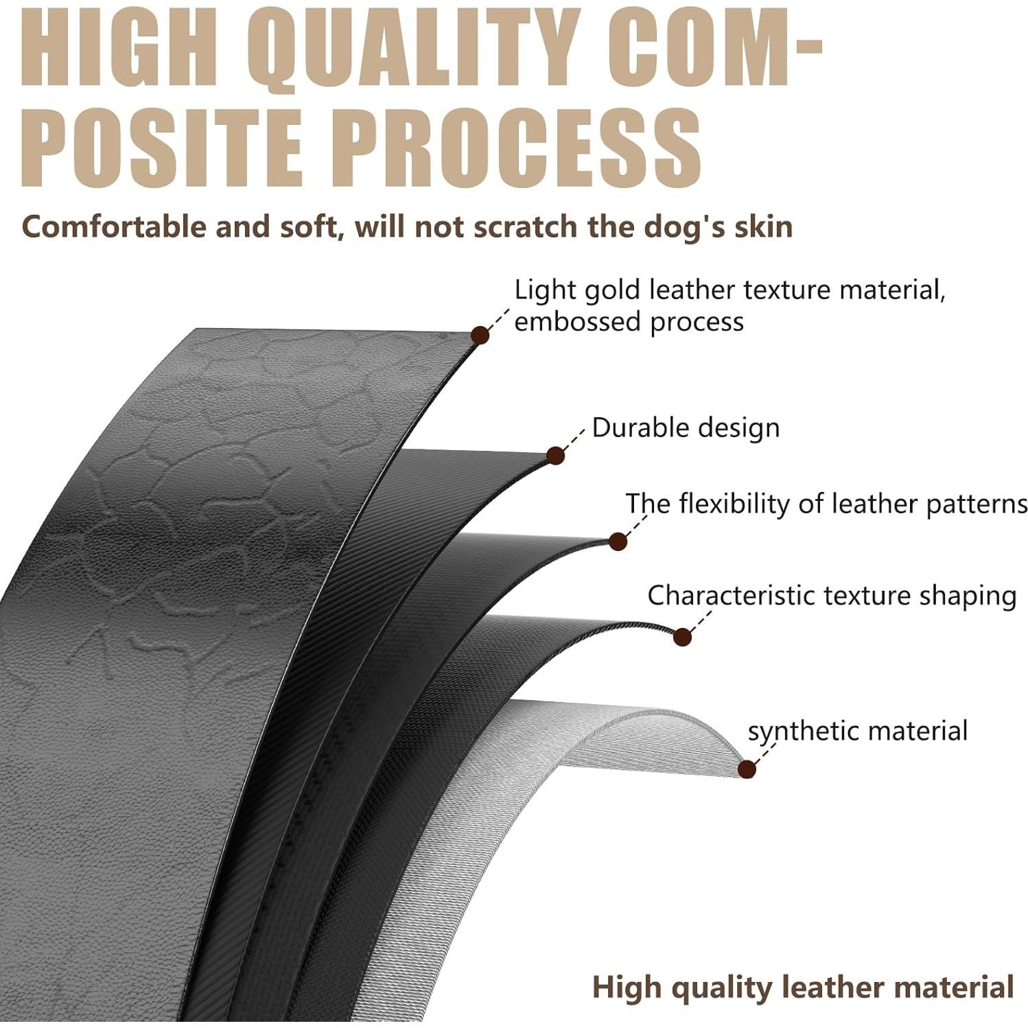 Collar de Cuero para Perro Zowpet con Soporte AirTag Negro M