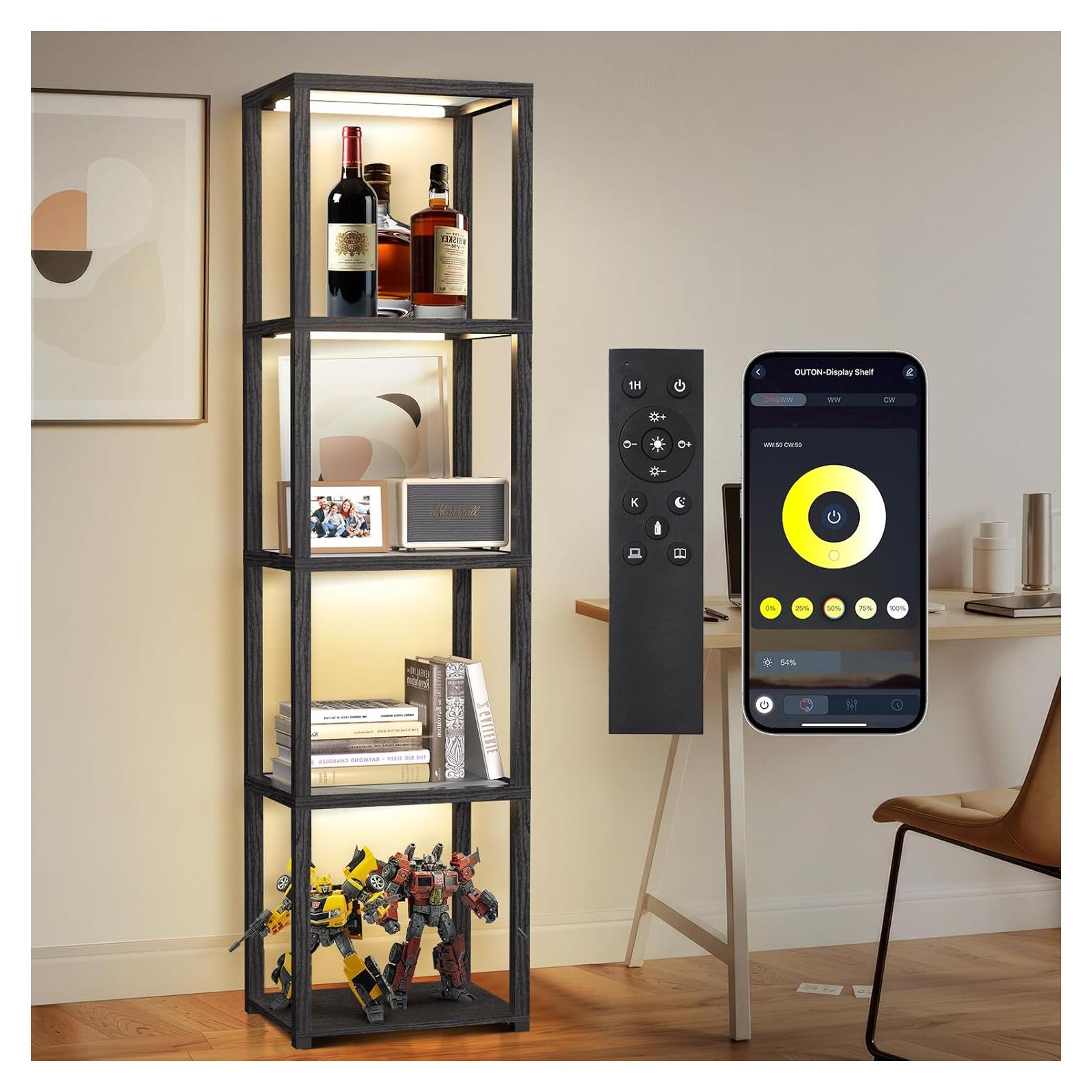 Estante de Exhibición de Vidrio OUTON 170cm con Lámpara LED