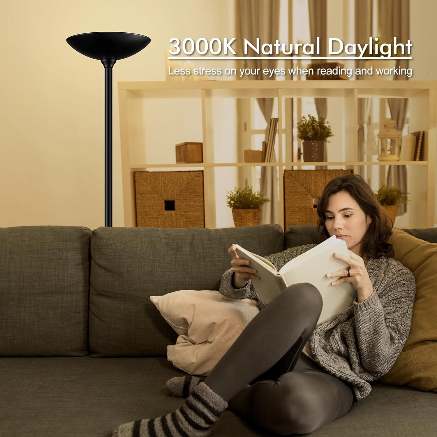 Lámpara de Pie LED Regulable AUQUEE 30W 3600LM 180cm Negro