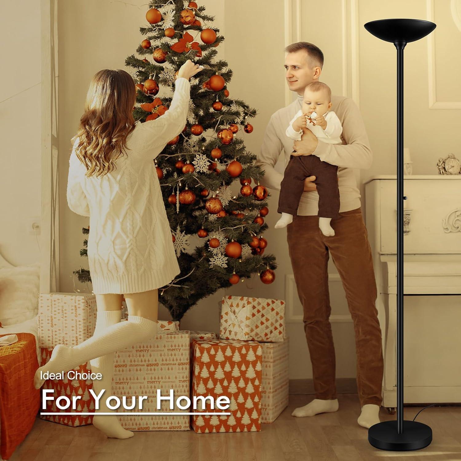 Lámpara de Pie LED Regulable AUQUEE 30W 3600LM 180cm Negro