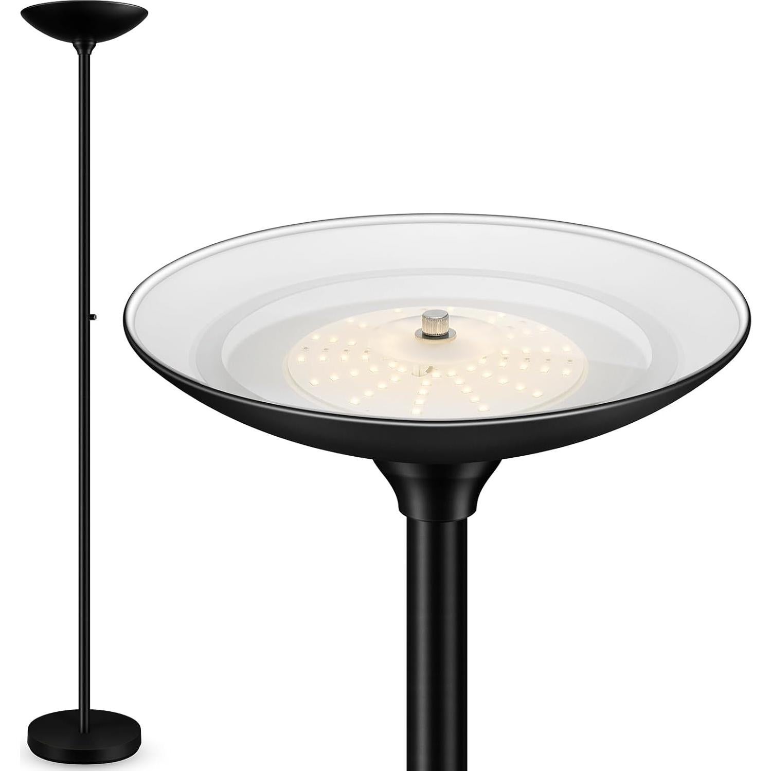 Lámpara de Pie LED Regulable AUQUEE 30W 3600LM 180cm Negro