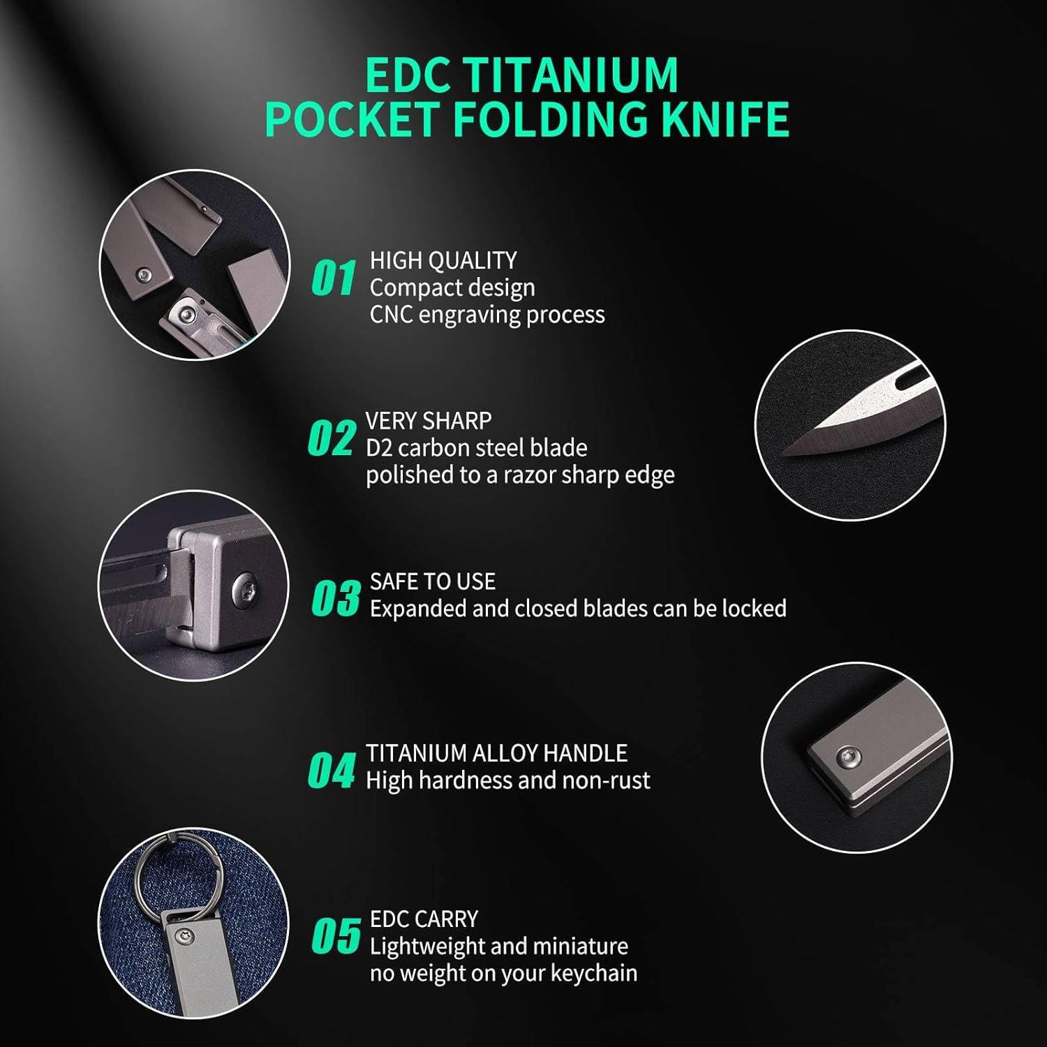 Cuchillo Plegable EDC TIKIDESIGN TKK1 Titanio y Acero D2