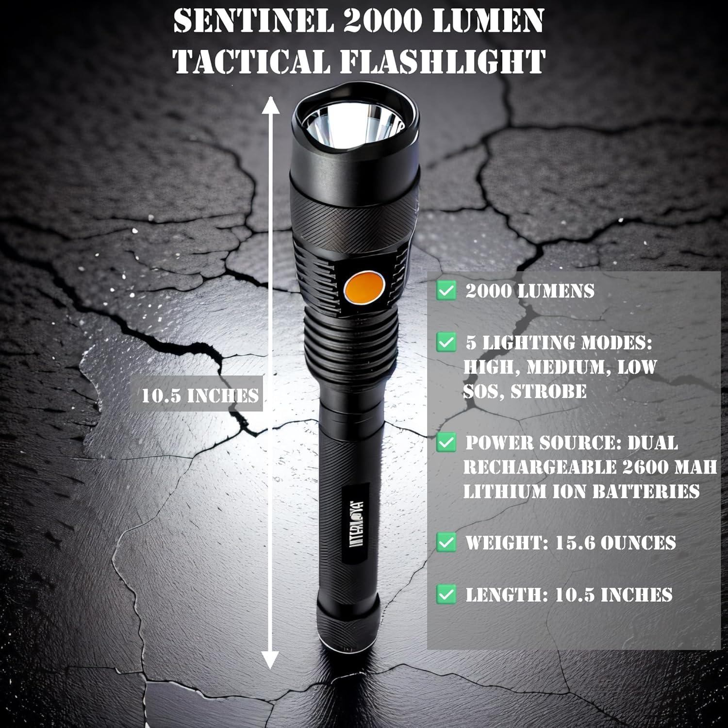 Linterna Recargable INTERNOVA® Sentinel 2000 Lúmenes 26.67 cm