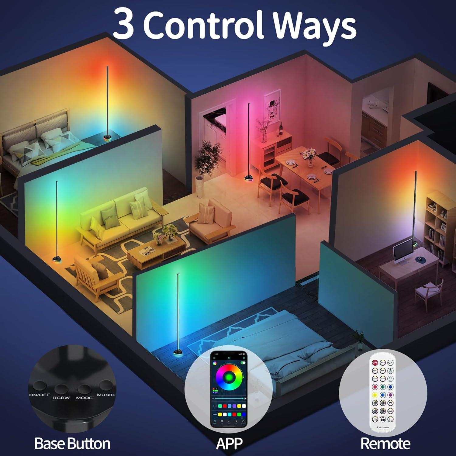 Lámpara de Pie LED RGB LanSuper 21W 1800LM Control Remoto