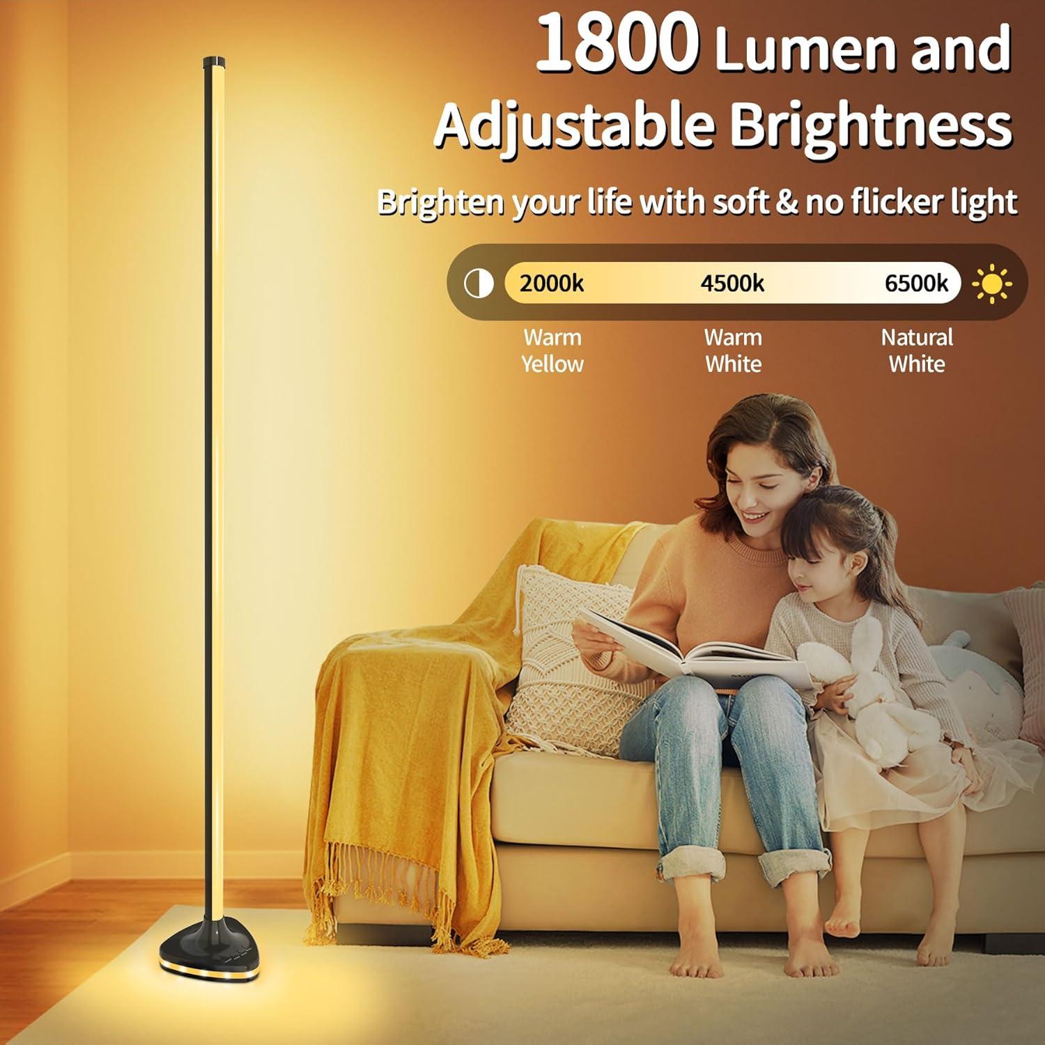 Lámpara de Pie LED RGB LanSuper 21W 1800LM Control Remoto