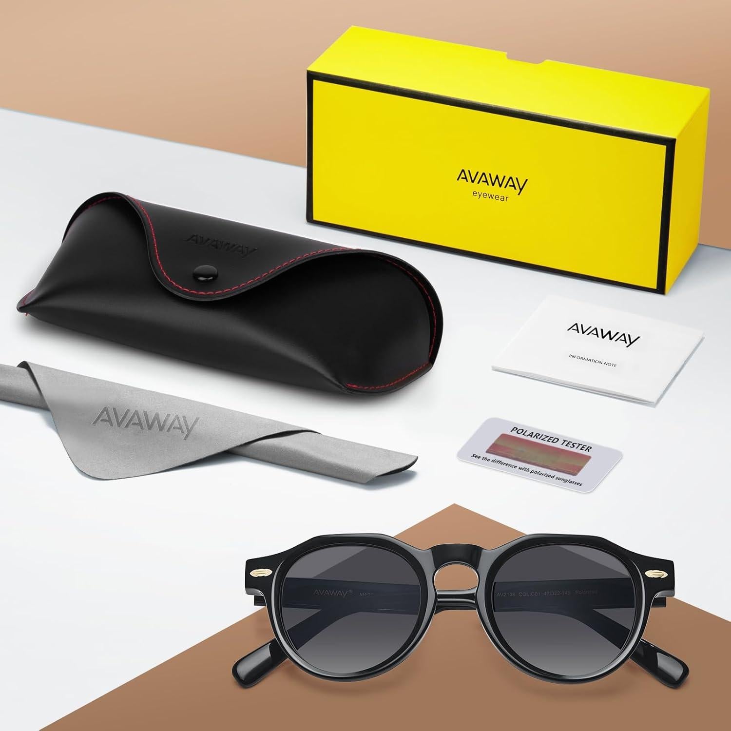 Gafas de sol redondas AVAWAY polarizadas UV protección hombres