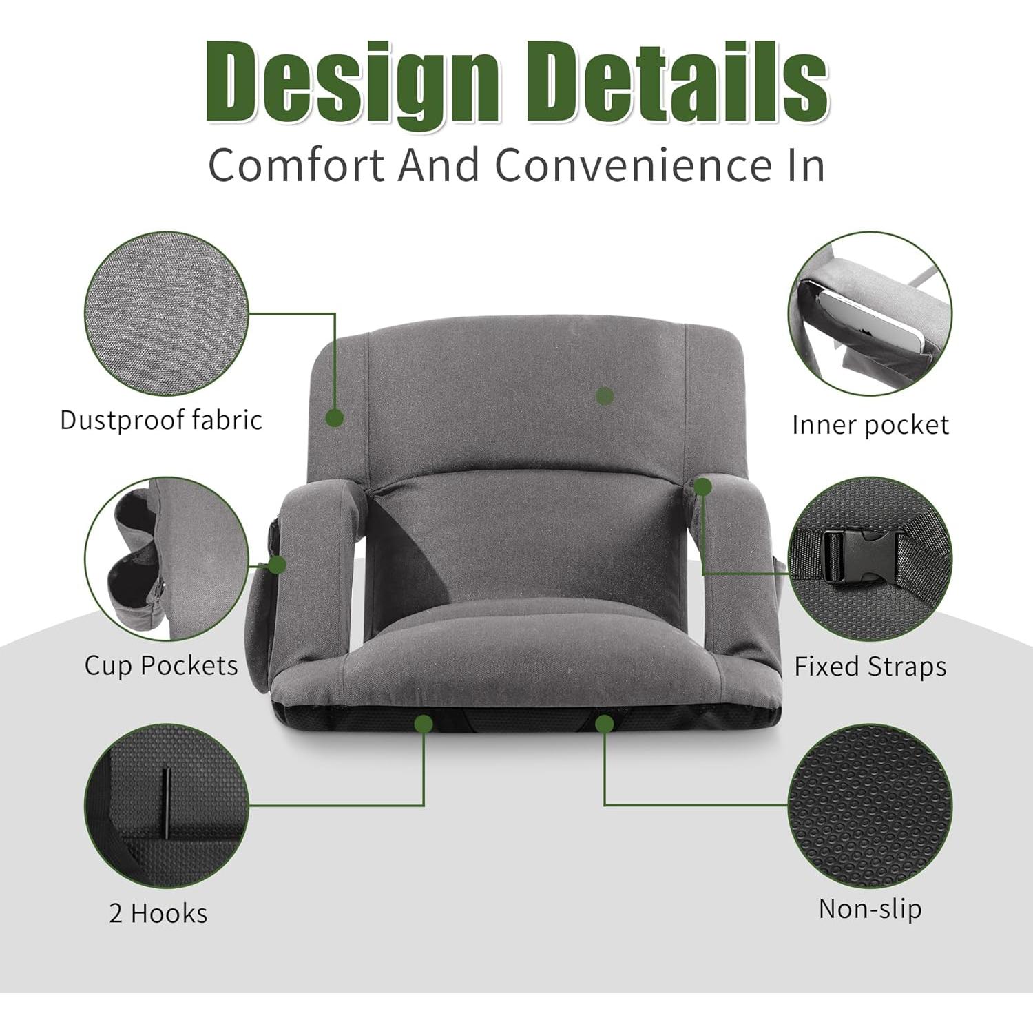 Sillas de Gradas Plegables CJdropshipping Anchas 66cm Gris