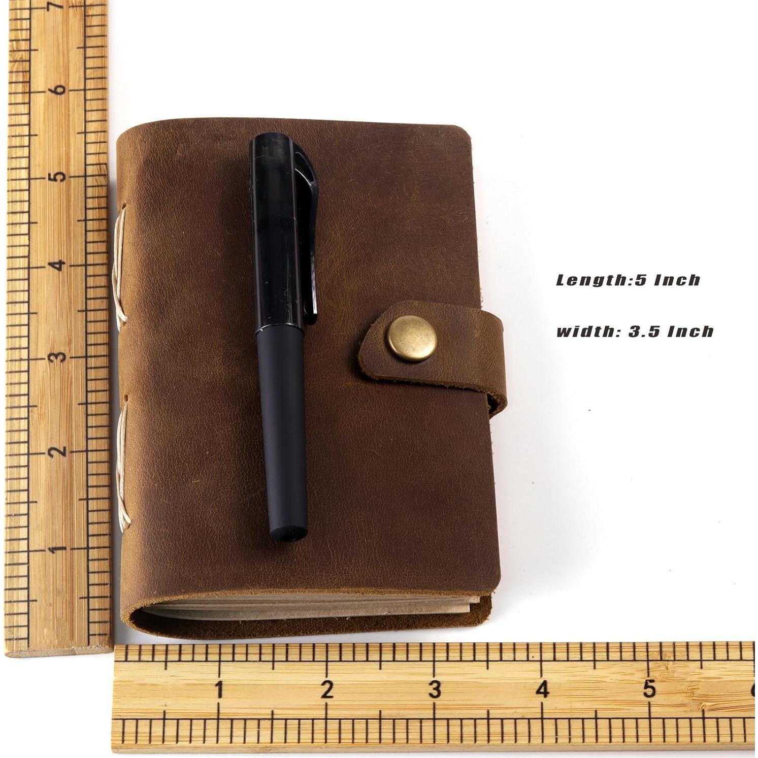 Cuaderno de cuero Fishknow 12.7x8.9 cm con bolígrafo