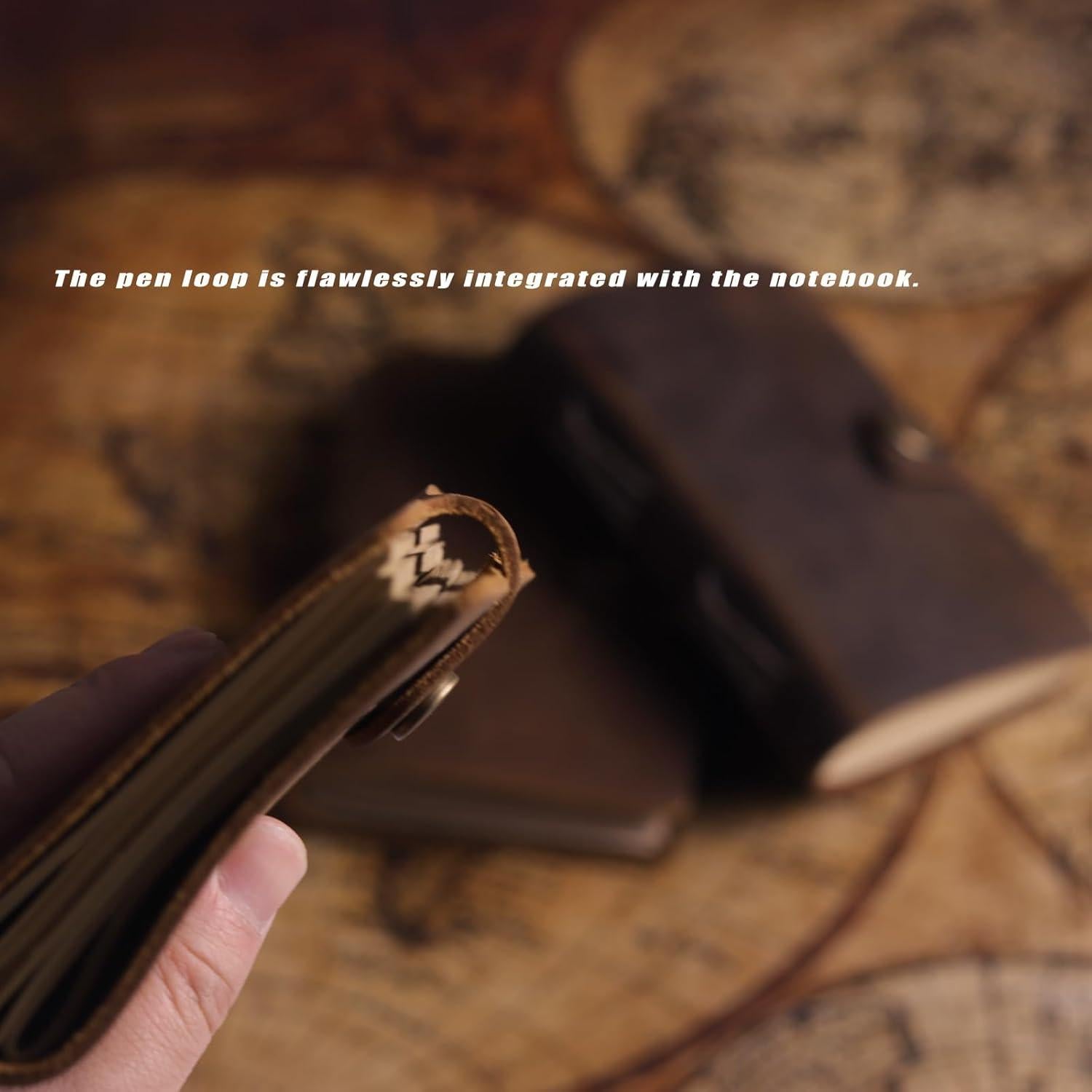 Cuaderno de cuero Fishknow 12.7x8.9 cm con bolígrafo