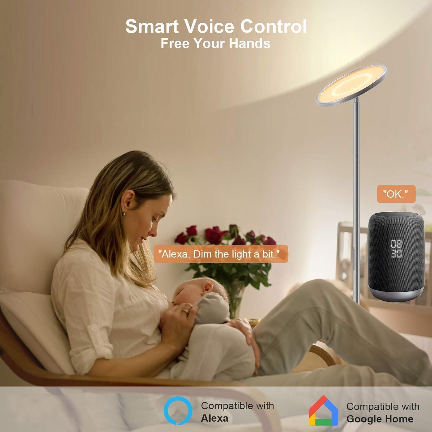 Lámpara de Pie LED LEPOWER 2200LM, Control Táctil y Voz