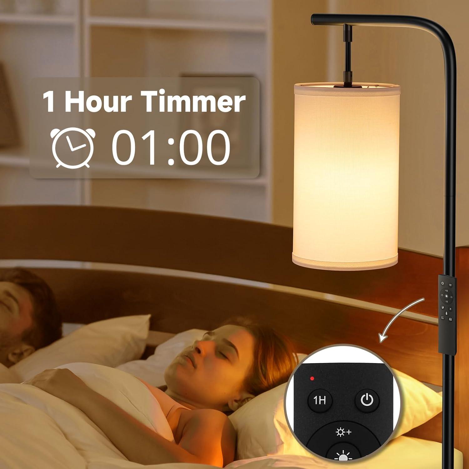 Lámpara de Pie LED Coucrek 158cm Control Remoto 9W Negra