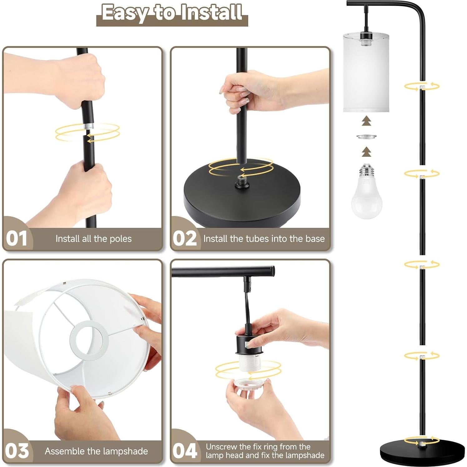Lámpara de Pie LED Coucrek 158cm Control Remoto 9W Negra