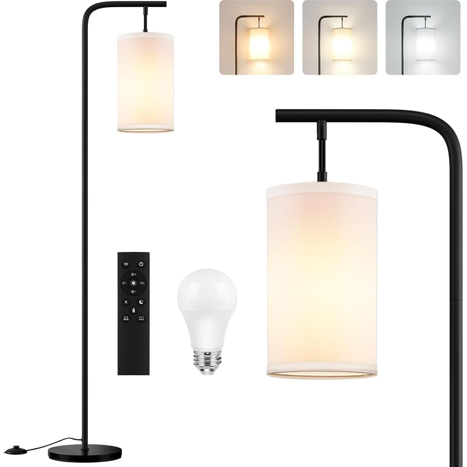 Lámpara de Pie LED Coucrek 158cm Control Remoto 9W Negra