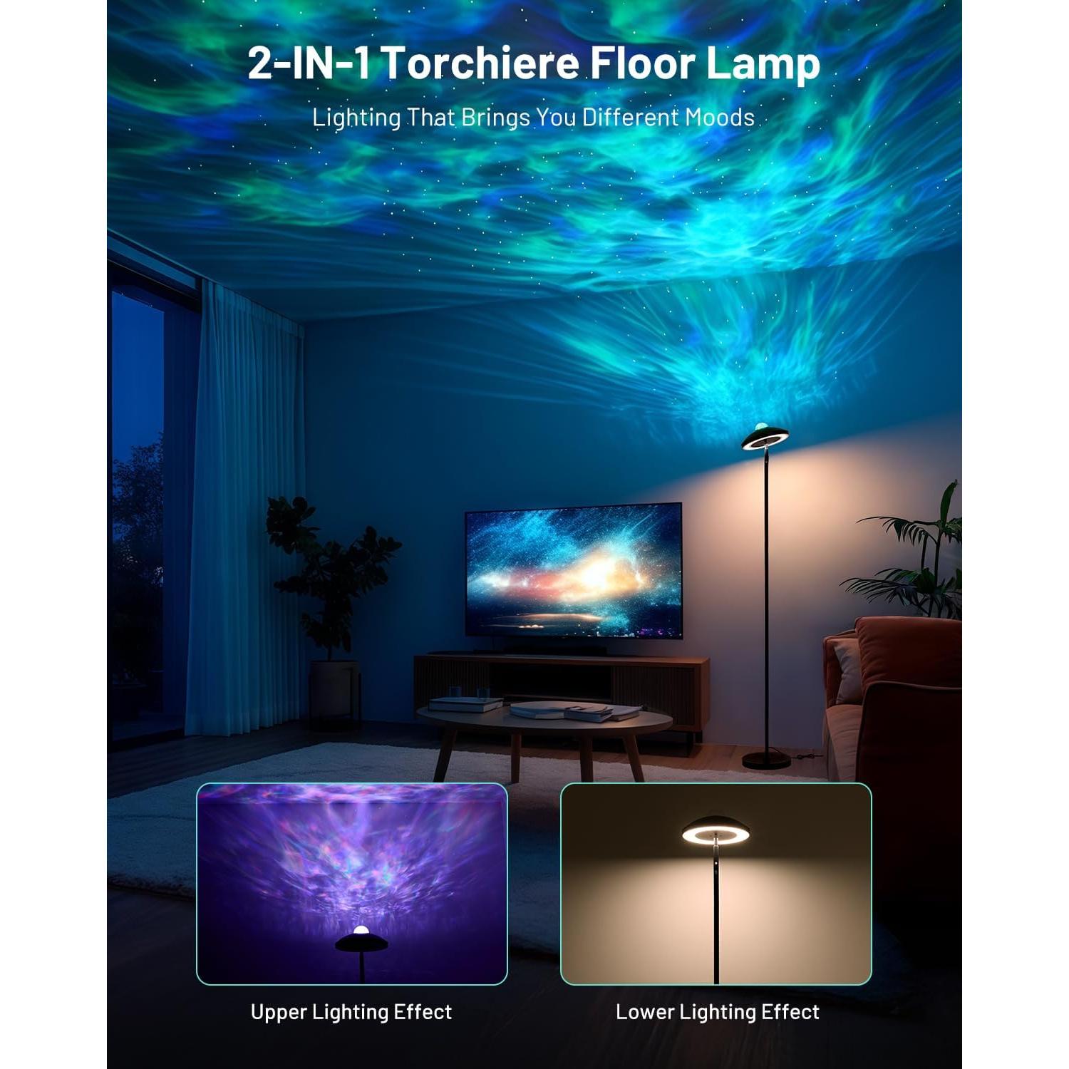 Lámpara de Pie LED Dinoho 175 cm Proyector Estrellas RGB