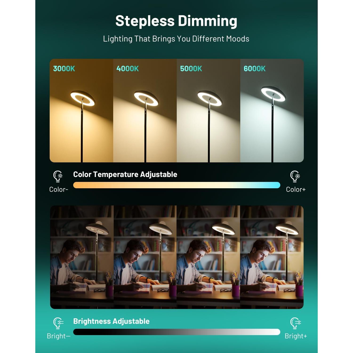 Lámpara de Pie LED Dinoho 175 cm Proyector Estrellas RGB